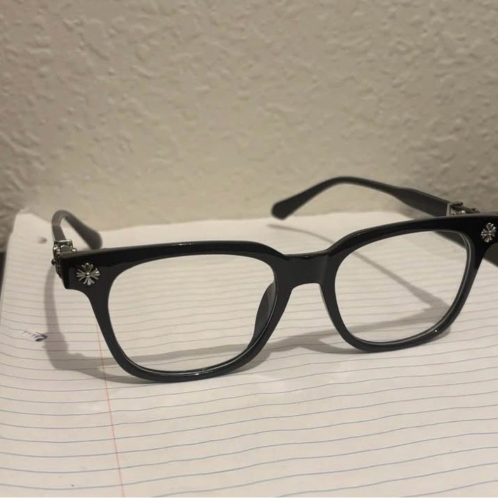 Chrome Hearts Black Glasses with Silver Accents